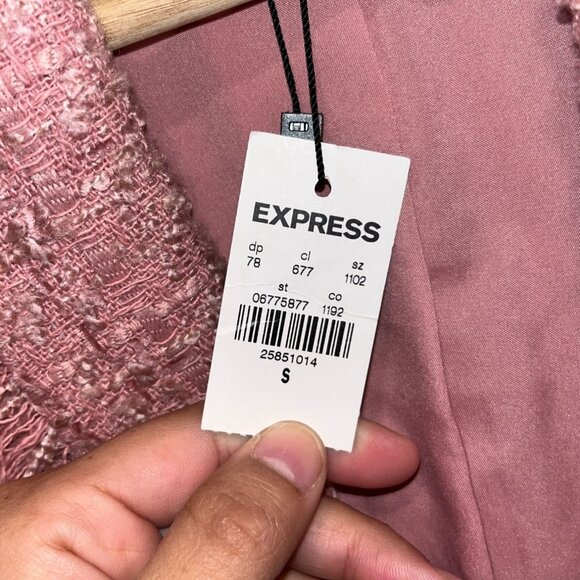 NWT Express Pink Tweed Blazer Jacket Size Small S Womens - Picture 6 of 10
